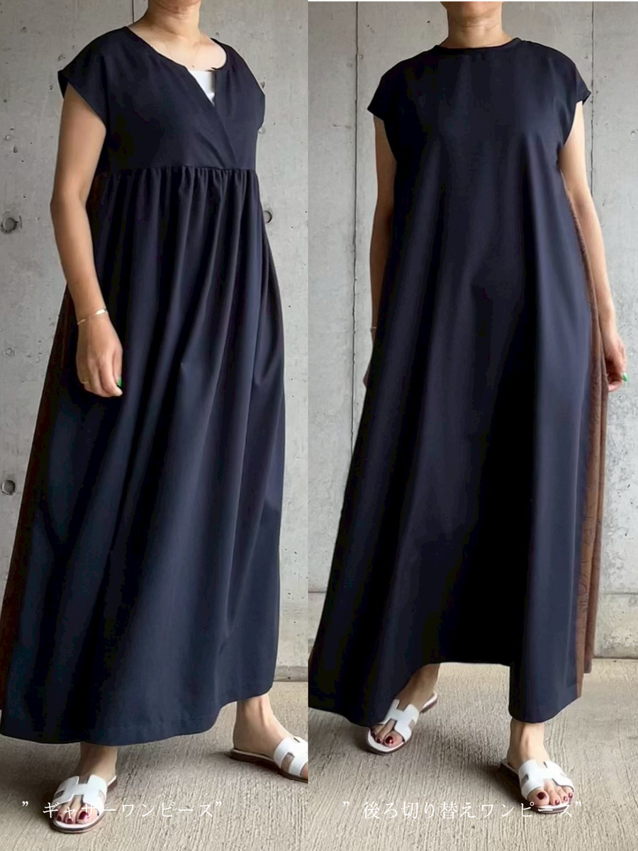「本物のリピート服」特別限定ファブリック "混紡ツイルストレッチ（ネイビー）×ポリエステルデシン（フラワープリント）"
